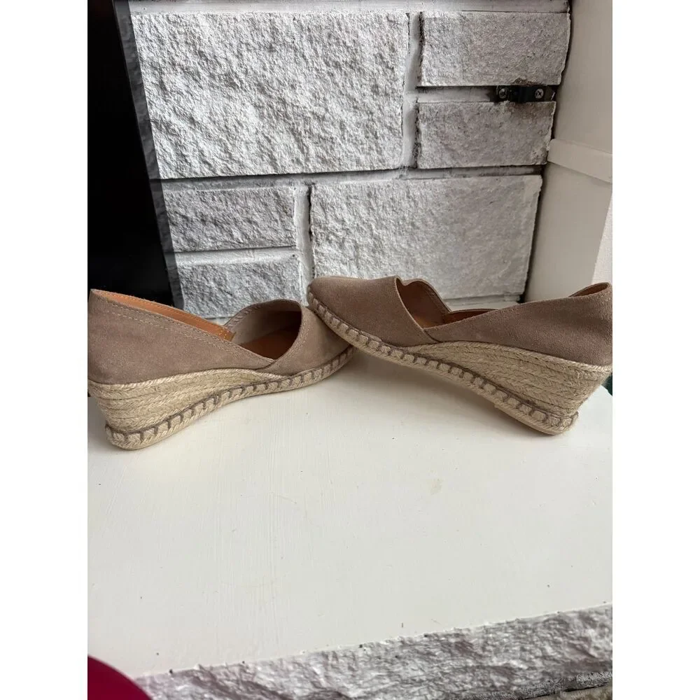 Verbenas Made in Spain Mamen Wedge Espadrilles in Stone Suede Womens 39/US7.5